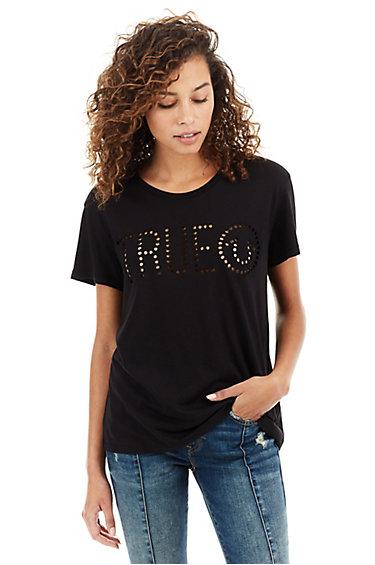 Womens Perforated Logo Tee | Black | Size X Small | True Religion