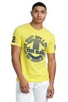 Men's Circle Stripe Crew Neck Tee | Canary | Size X Large | True Religion