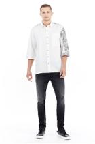 Short Sleeve Multi Grey Mens Button Up Shirt | Size Small | True Religion