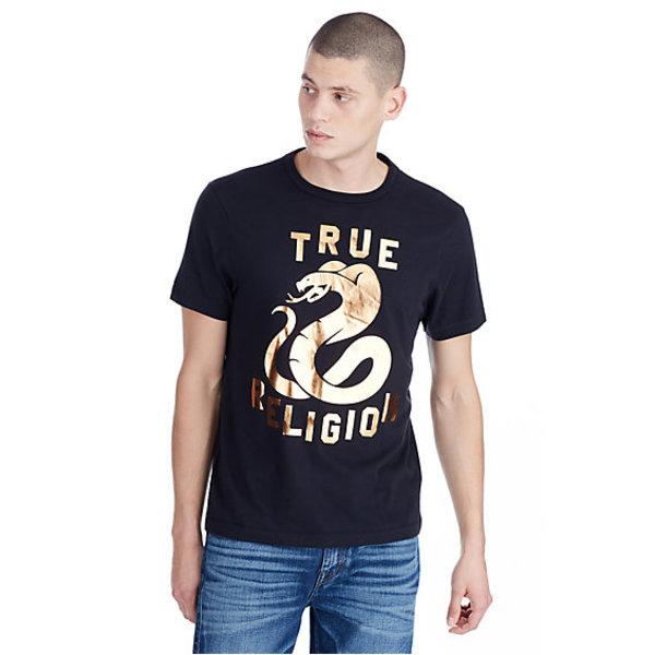 Copper Foil Snake Mens Tee | Black | Size Large | True Religion