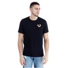 Mens Metallic Puff Print Logo Tee | Black | Size Medium | True Religion