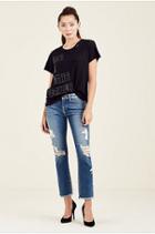 Womens Glitter Its In The Details Tee | Black | Size X Small | True Religion