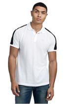 Men's Raglan Panel Polo Shirt | White/black | Size Small | True Religion