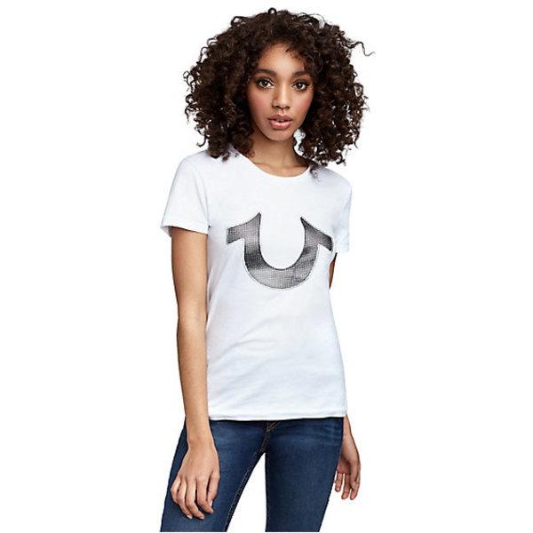 Mesh Horseshoe Womens Tee | White | Size X Small | True Religion
