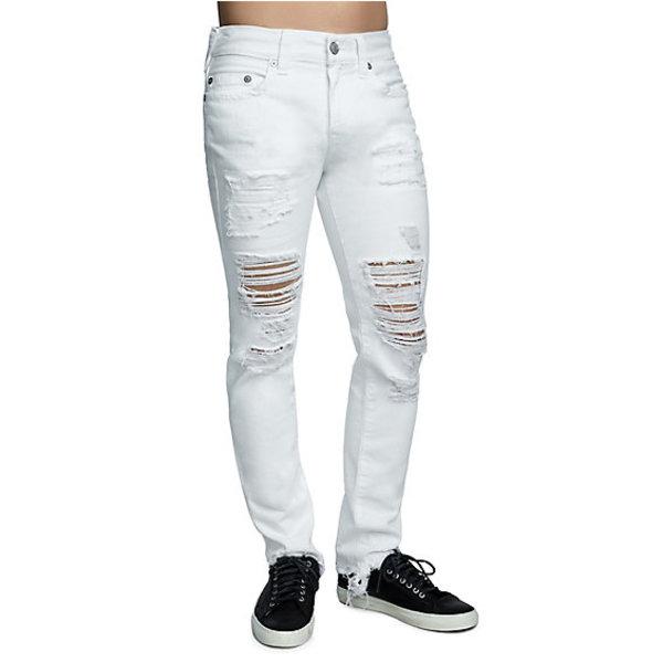 Mens Destroyed Rocco Skinny Jean | White Volcanic Ash | Size 30 | True Religion