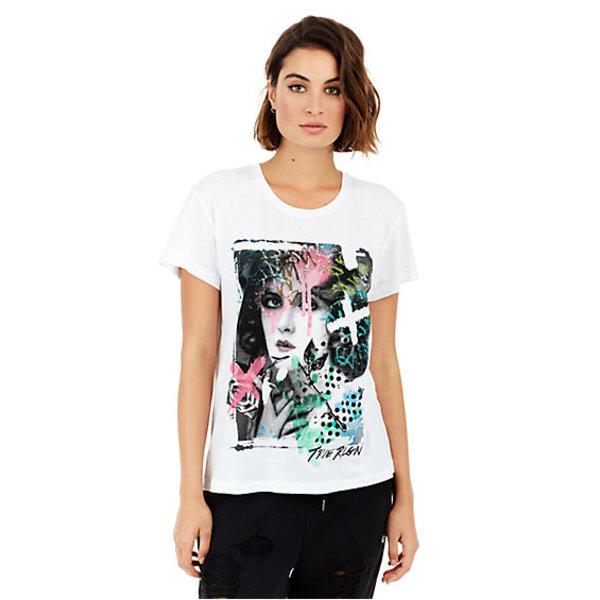 Spray Paint Portrait Womens Tee | White | Size X Small | True Religion