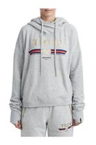 Womens Striped Logo Pullover Hoodie | Heather Grey | Size X Small | True Religion