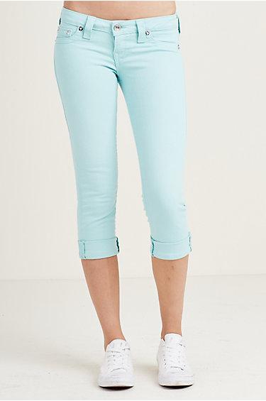 Rolled Capri Womens Jean | Turquoise | Size 29 | True Religion