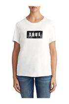 Womens Vegan Leather Logo Tee | White | Size X Small | True Religion