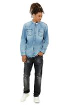 Mens Raw Edge Western Denim Shirt | Space Blues | Size Small | True Religion