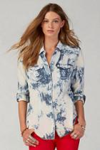 True Religion Georgia Indigo Womens Shirt - Tie Dye Bleach