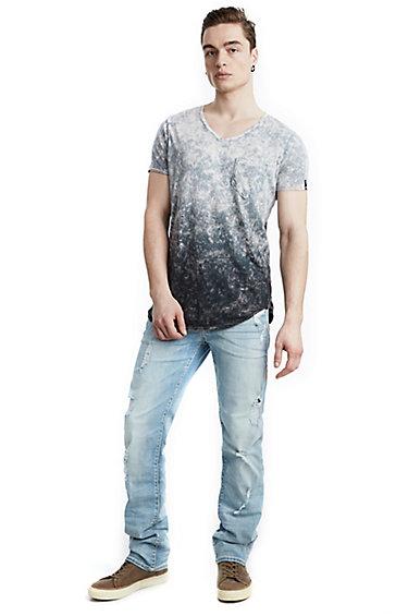 Mens Ombre Acid Wash Pocket Tee | Black | Size Small | True Religion