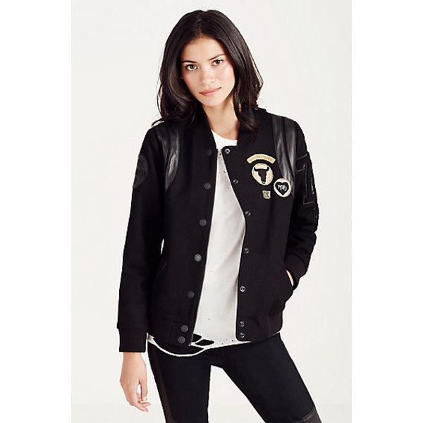 Varsity Womens Jacket | Black | Size X Small | True Religion