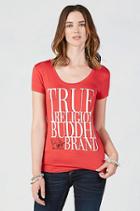 True Religion Hand Picked Scoopneck Womens T-shirt - Red