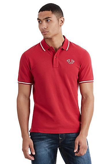 Buddha School Mens Polo Shirt | Ruby Red | Size Small | True Religion