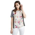 Womens Floral Panel Tee | Heather Grey | Size Small | True Religion