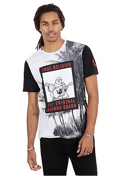 Beach Box Crew Neck Mens Tee | White/black | Size Medium | True Religion