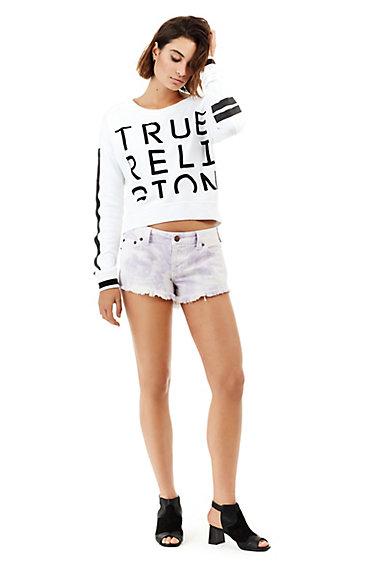 Keira Mid Rise Womens Short | Lilac  | Size 23 | True Religion