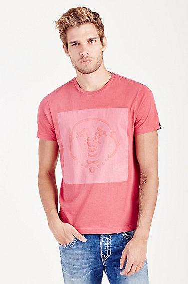 True Religion Puff Print Buddha Mens Tee - Vintage Red