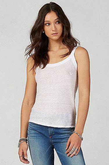 True Religion Linen Slim Tank - White