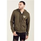 Metallic Double Puff Mens Hoodie | Military Green | Size Large | True Religion