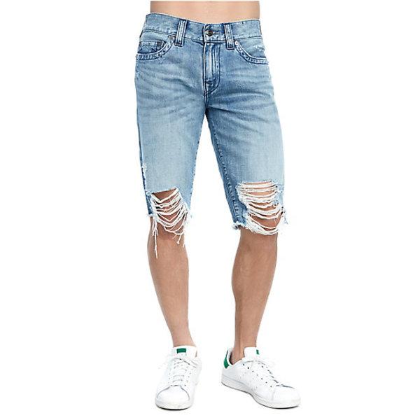 Mens Distressed Ricky Short | Solar Blue | Size 29 | True Religion