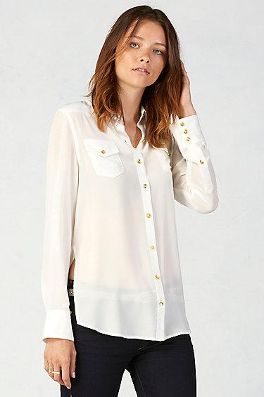 True Religion Relaxed Silk Georgia Womens Shirt - White