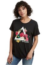 Womens Triangle Floral Graphic Tee | Black | Size X Small | True Religion
