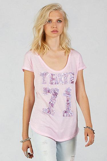 True Religion True 71 Womens Tee - Rose Red