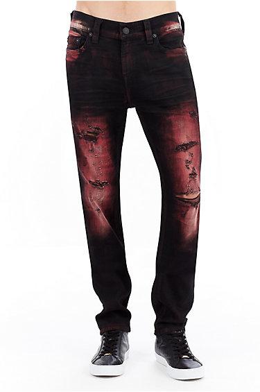 Mens Distressed Rocco Skinny Jean | Red Blaze | Size 29 | True Religion