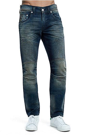 Men's Skinny Fit Run Stitch Moto Jean | Stand Off | Size 30 | True Religion