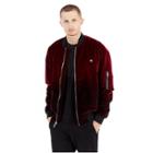 Dip Dye Velvet Mens Bomber Jacket | Ruby Red | Size Small | True Religion