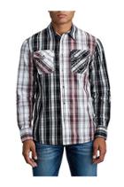 Men's Plaid Utility Woven Shirt | White/high Red | Size Small | True Religion