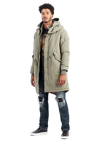 Long Mens Parka Jacket | Army | Size Medium | True Religion