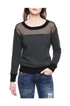 True Religion Mesh Sweatshirt Crew - Jet Black