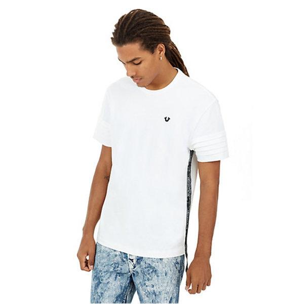 Mens Ticker Tape Moto Tee | White | Size X Small | True Religion