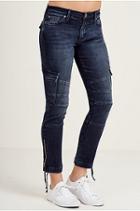 Halle Super Skinny Cargo Moto Womens Jean | After Hours | Size 23 | True Religion