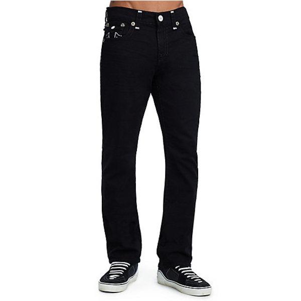 Void Tactics Mens Super T Ricky Straight Jean W/ Flap | Midnight Black | Size 32 | True Religion