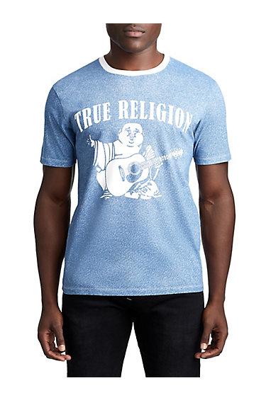 Mens Denim Graphic Tee | Dark Denim | Size X Small | True Religion
