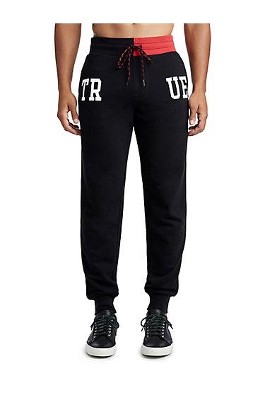 Mens Color Block Jogger | Black/red | Size Small | True Religion