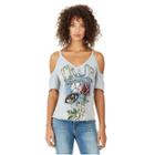 Womens Rose Cold Shoulder Top | Heather Grey | Size Small | True Religion