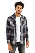 Ls Plaid Western Mens Shirt | Black/grey | Size Small | True Religion