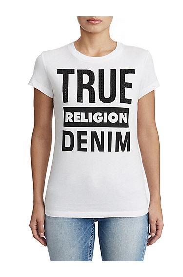 Women's Stacked Tr Crew Tee | White | Size Xx Small | True Religion
