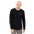 Mens Distorted Graphic Long Sleeve Shirt | Black | Size Small | True Religion