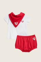 True Religion Tee With Diaper And Bandana Baby Gift Set - Fuschia