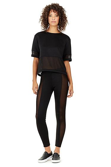 Womens Mesh Panel Legging | Black | Size X Small | True Religion