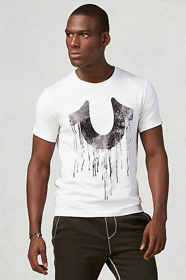 True Religion Drippy Horseshoe Mens Tee - Optic White