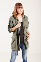 True Religion Military Womens Parka - Olive Camo