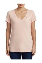 Womens Metallic Puff Print Tee | Dusty Pink | Size X Small | True Religion