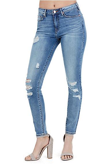 Halle High Rise Super Skinny Womens Jean | Blue Bird Blue | Size 23 | True Religion